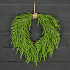20in Heart Twig Wreath - Soft Touch Evergreen Norfolk Pine