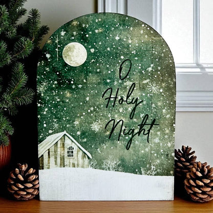 O Holy Night Holiday Wood Arch-Christmas Decor Sitter