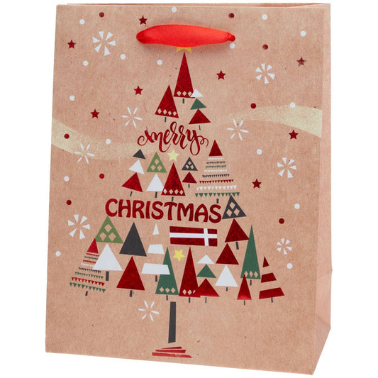 Merry Christmas Tree Red Foil Large Christmas Gift Bag