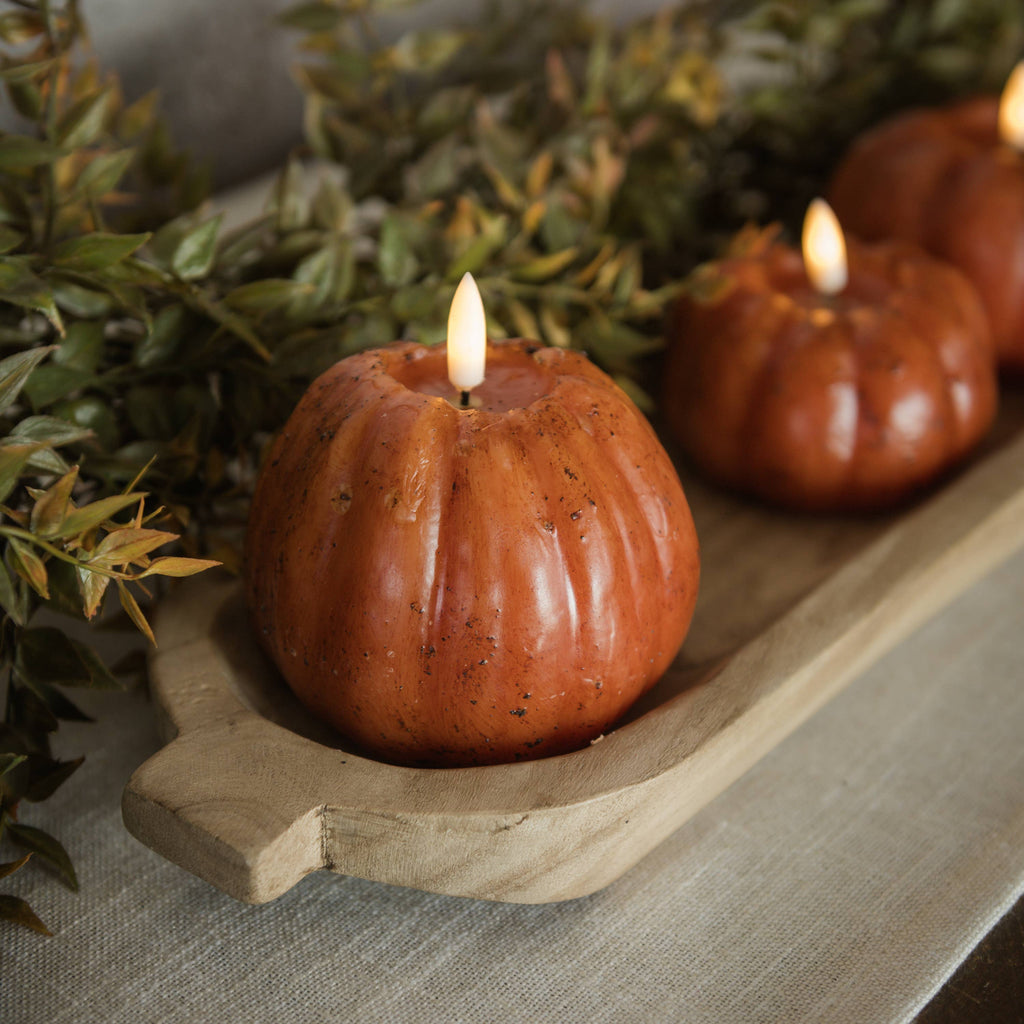 4" Orange 3D Flame Tall Pumpkin Candle