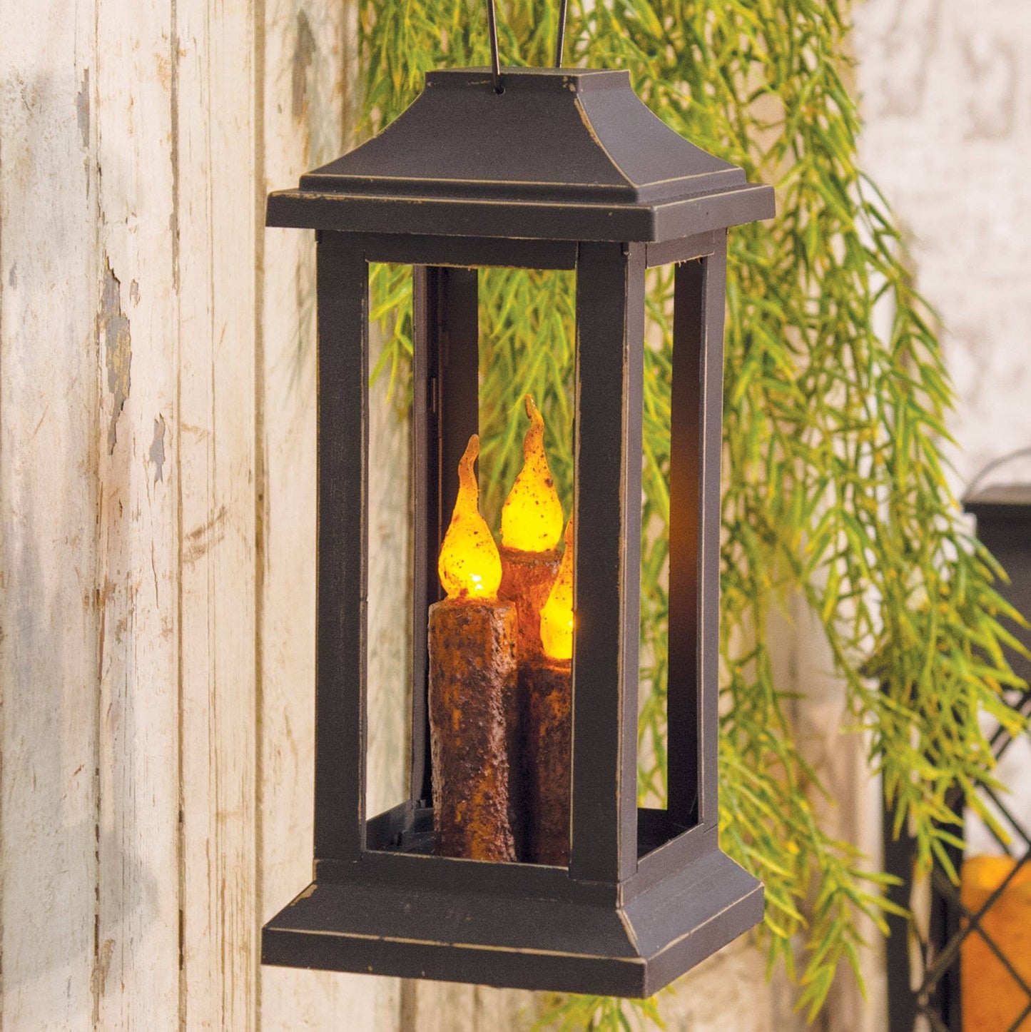 Burnt Mustard Three Taper Lantern - 10 inch