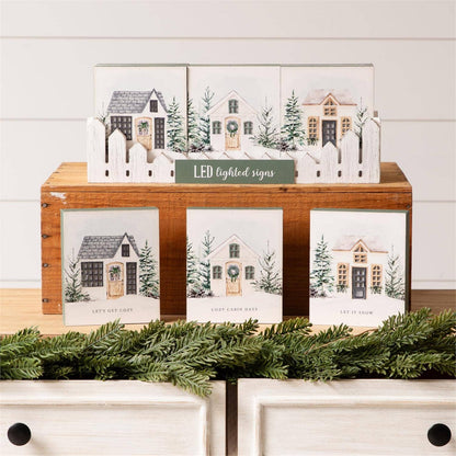 Led Block Signs - Winter Cozy Houses