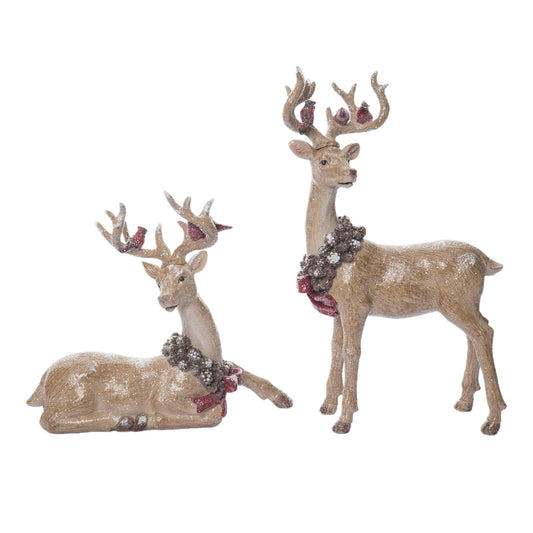 Resin 9.25" Brown Christmas Woodland Deer Set 2