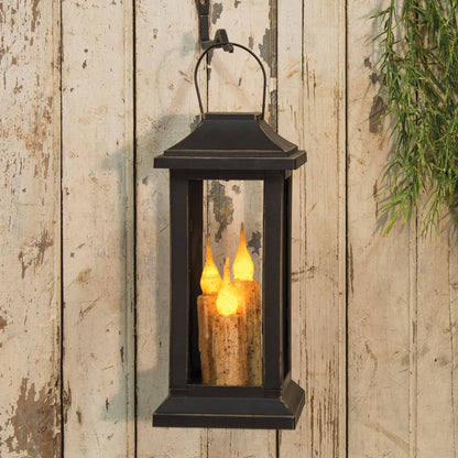 Burnt Ivory Three Taper Lantern - 10 inch