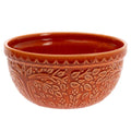 Large Spicy Orange Leaf Embossed Dolomite Bowl