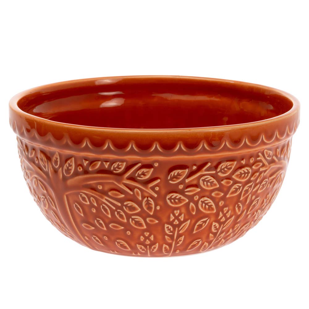 Large Spicy Orange Leaf Embossed Dolomite Bowl