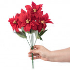 Color Fast Velvet Poinsettia Bush (6 Stem)