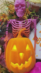 Pink Skeleton Boos Halloween Wreath