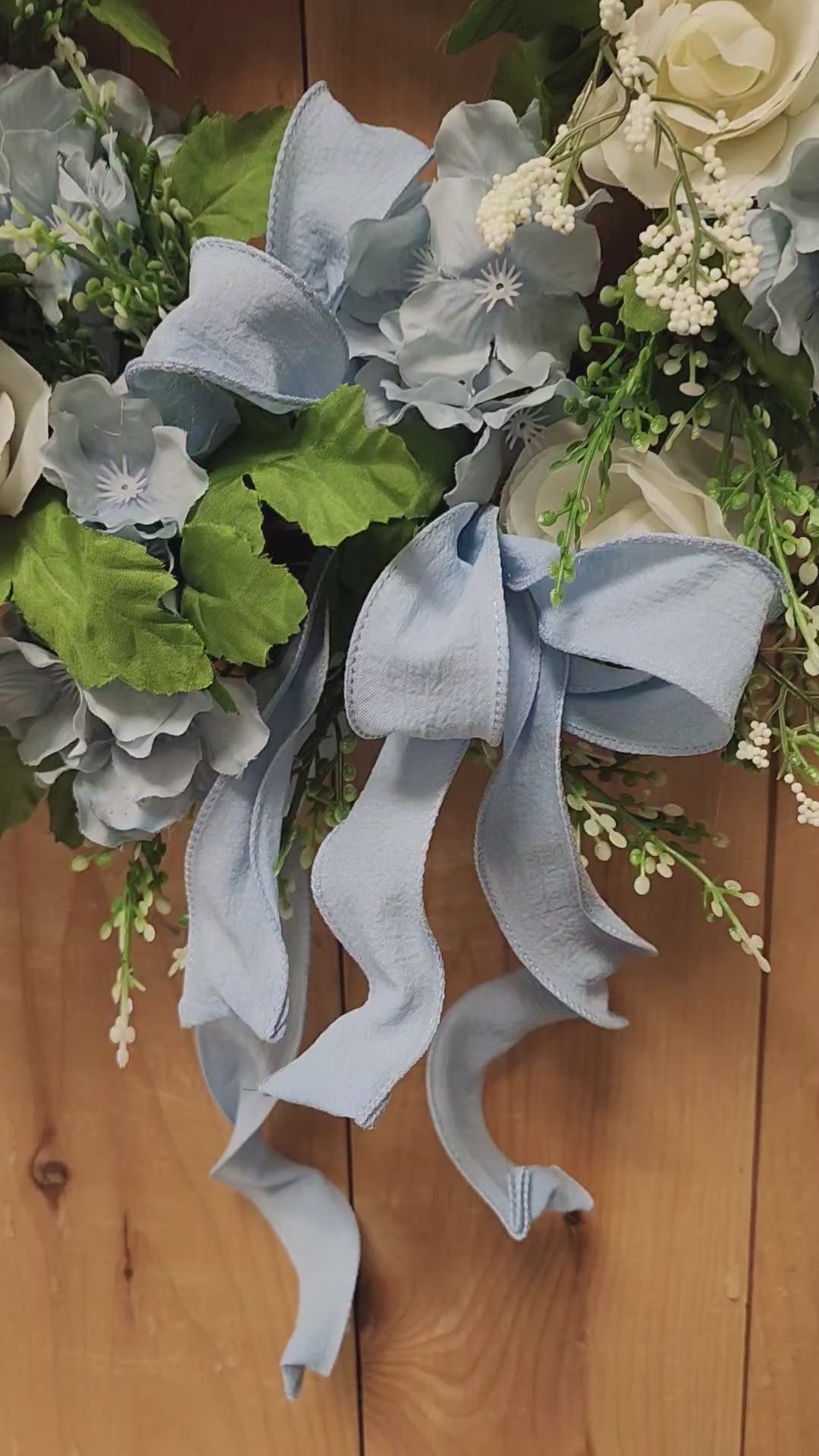 Blue Hydrangea and Rose Wreath