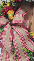 Large Red Geranium Farmhouse Wreath