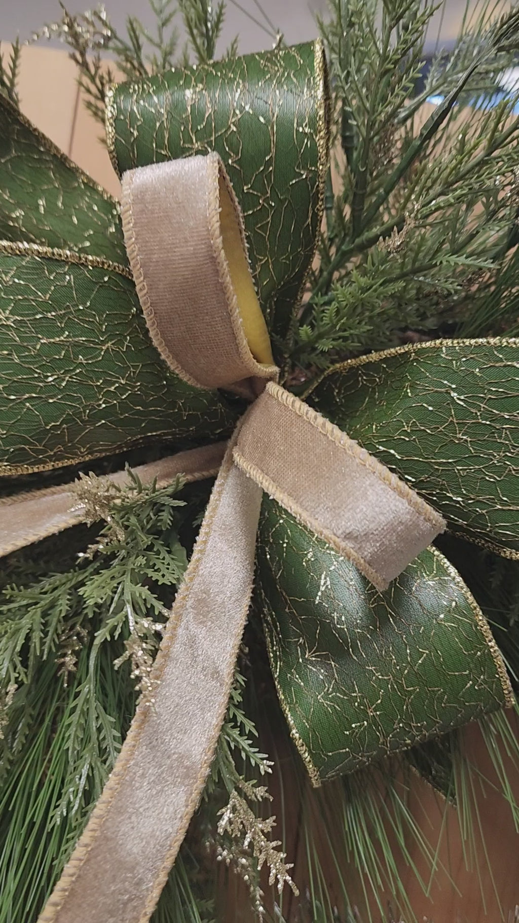 Gold and Green Pine Grapevine Wreath