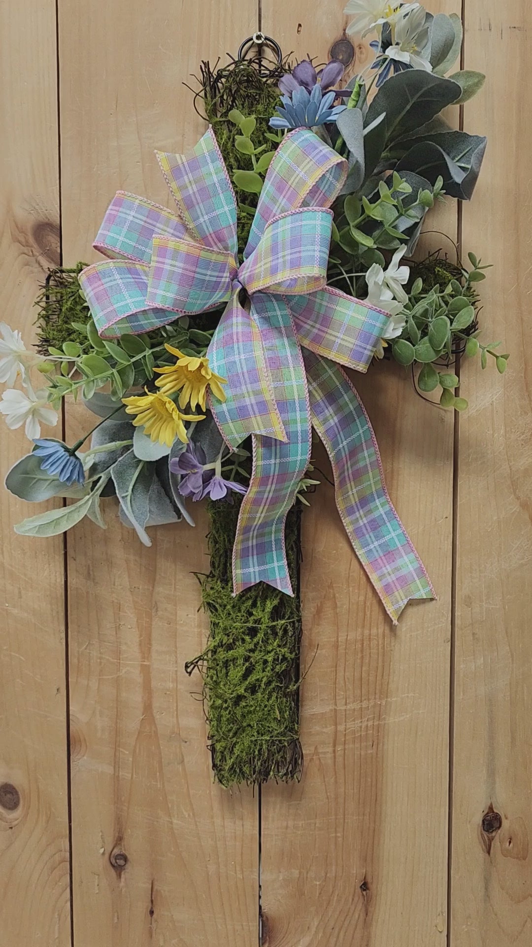 Mossy Easter Cross Doorhanger