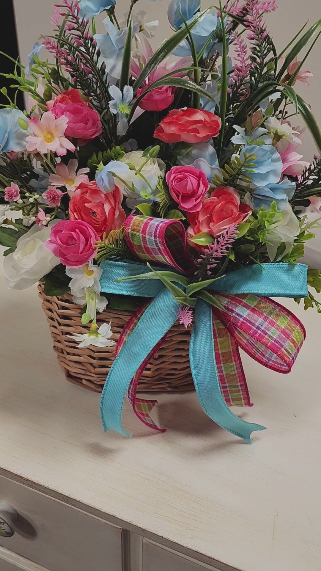 Spring Floral Hanging/Sitter Basket