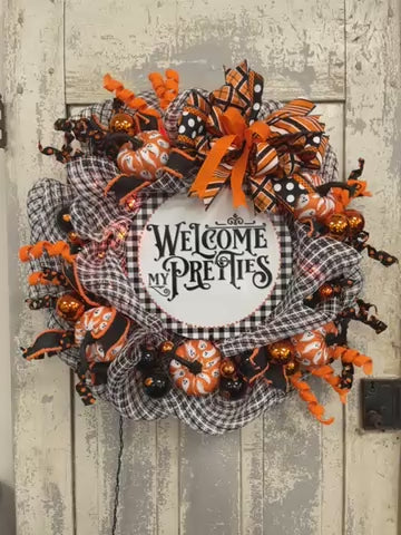 Halloween Lighted Mesh Wreath