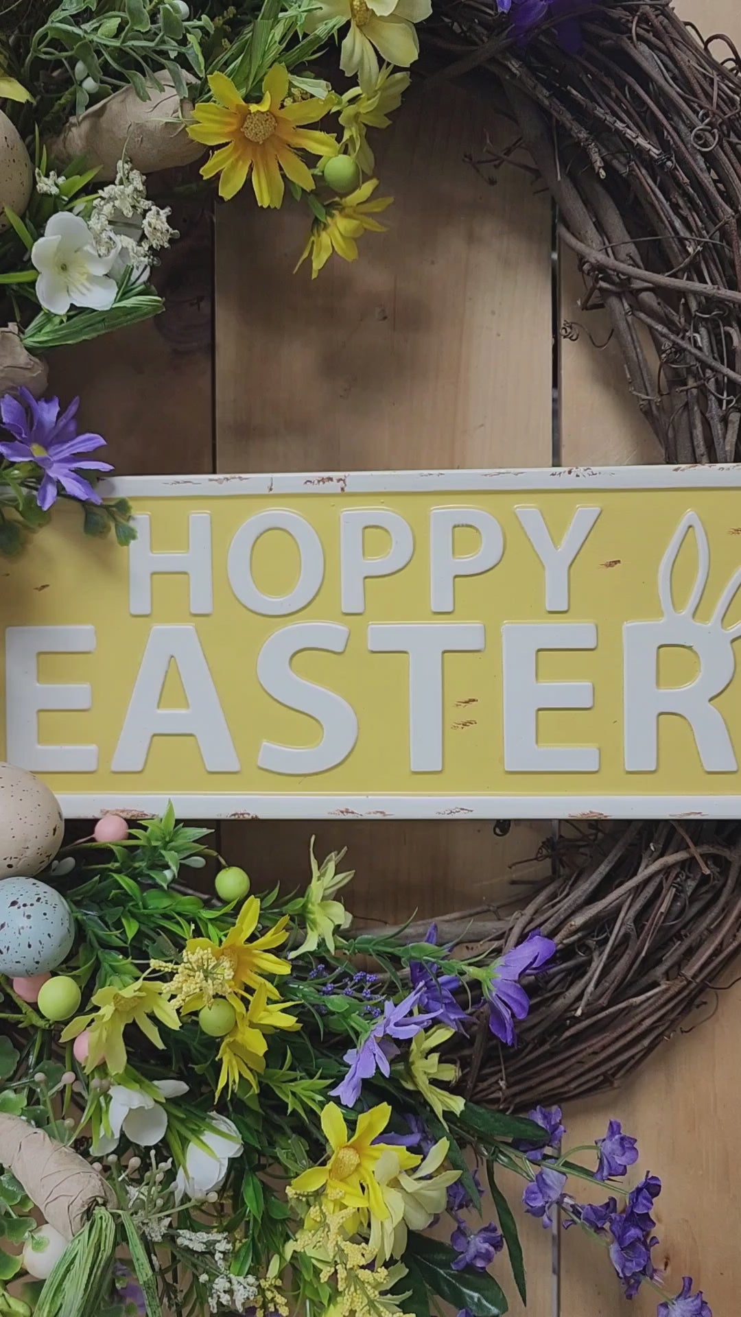 Purple and Yellow Easter Egg Wreath