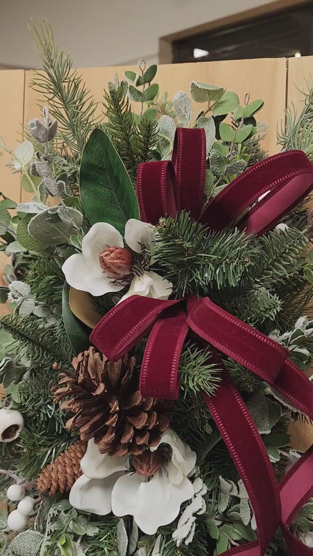 Wintry Magnolia Swag Doorhanger or Tablescape