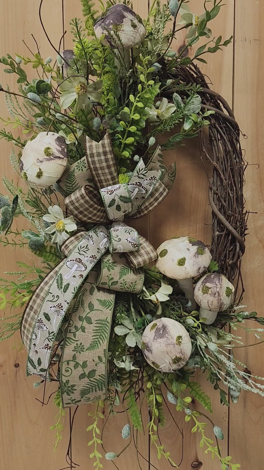 Natural Woodsy Mushroom Grapevine Wreath