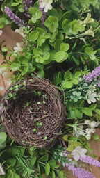 Boxwood Lavender Wreath with Nest and Bow