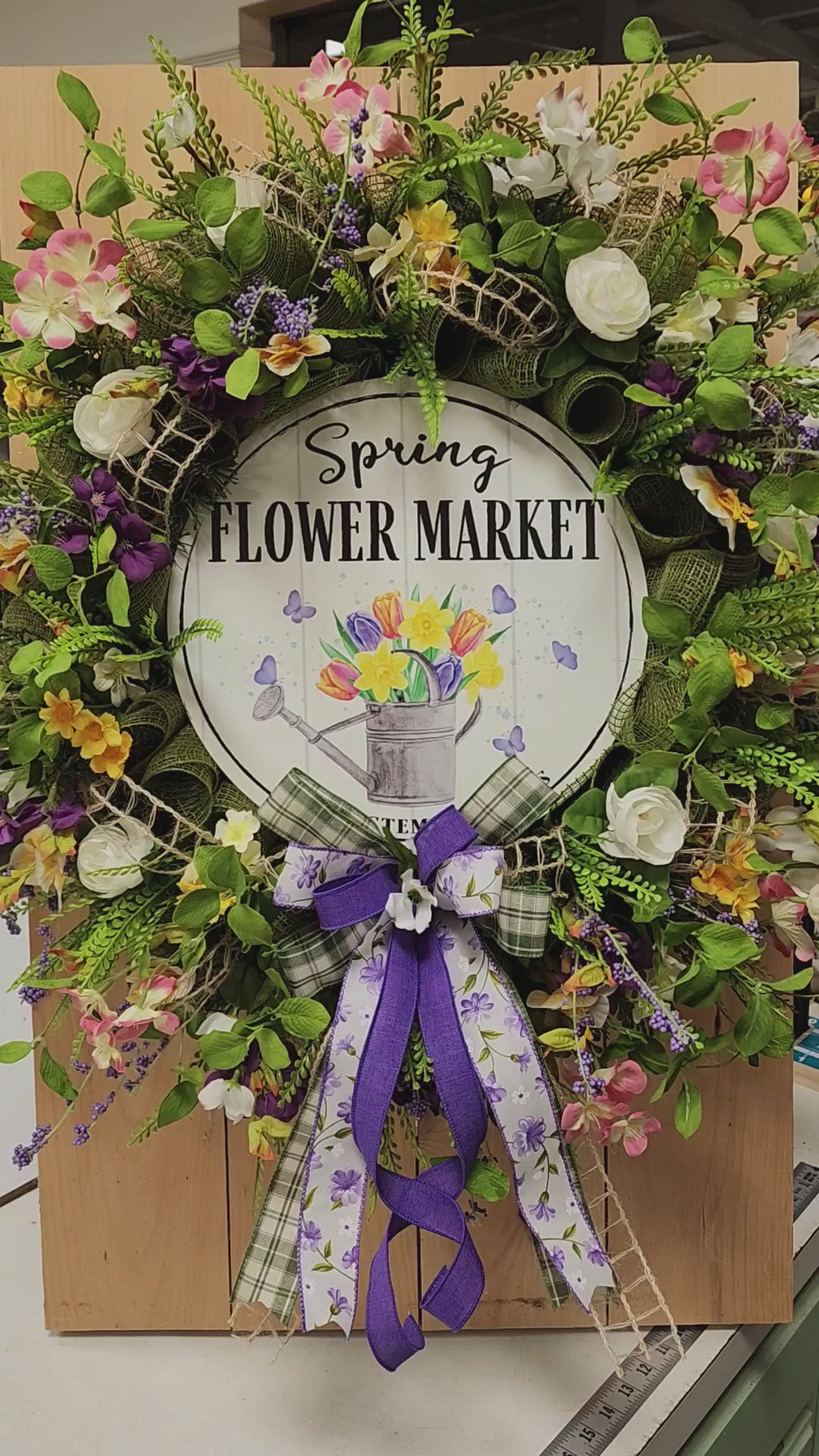 Spring Flower Market Mesh Wreath