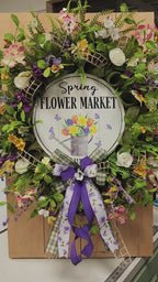 Spring Flower Market Mesh Wreath