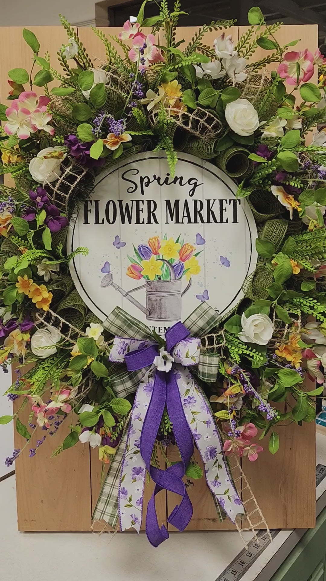 Spring Flower Market Mesh Wreath