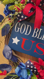 Floral Patriotic Grapevine Wreath