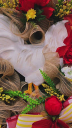 Red and Yellow Floral Farmhouse Wreath