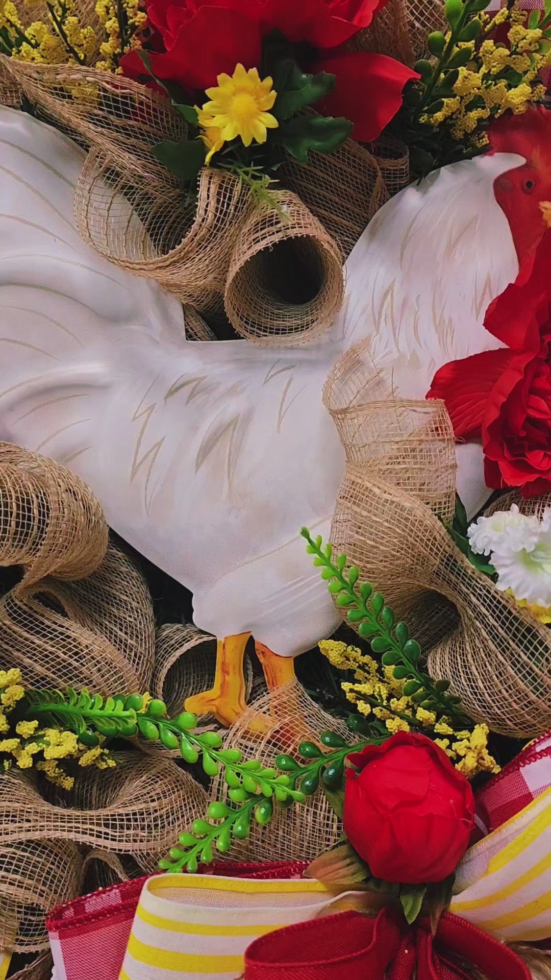 Red and Yellow Floral Farmhouse Wreath