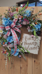 Pink and Blue Floral Easter Wreath