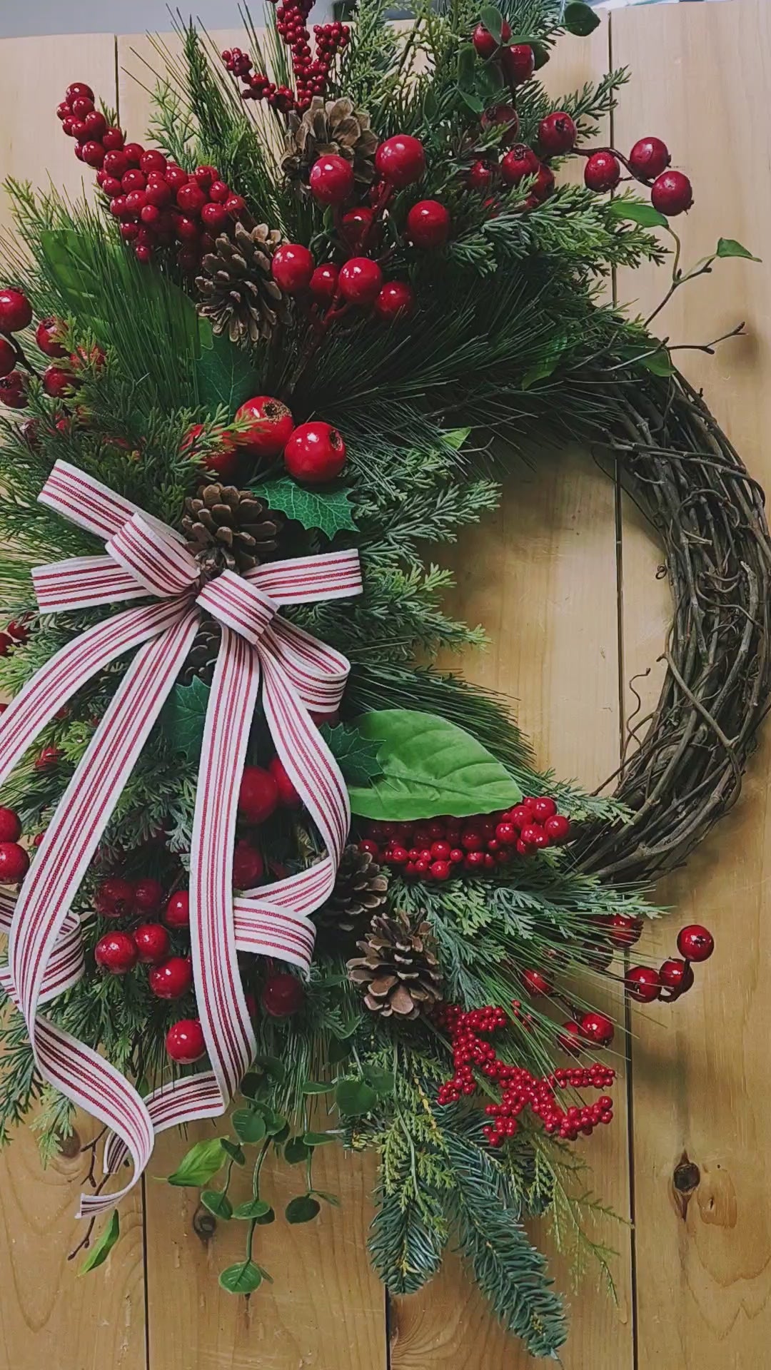 Red Berry Winter Farmhouse Grapevine Wreath