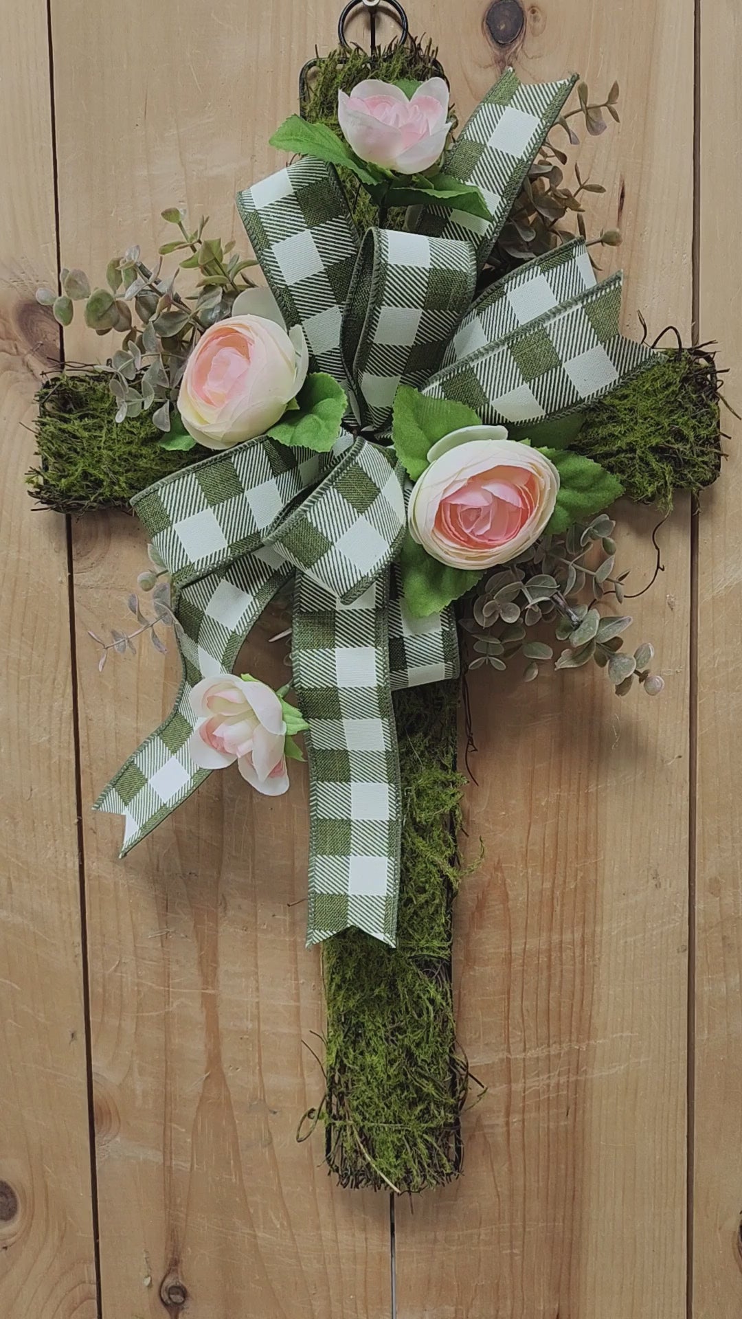 Mossy Easter Cross Doorhanger