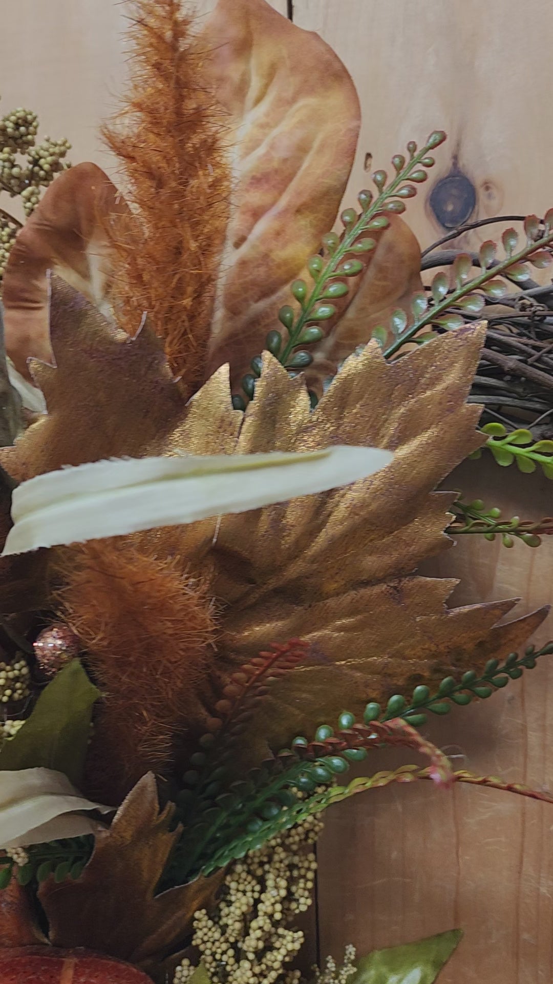 Metallic Fall Grapevine Wreath with Bow
