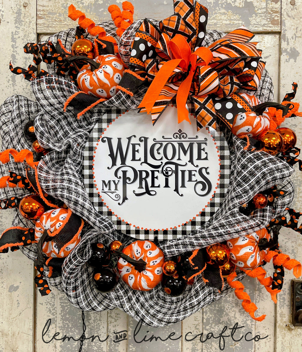 Halloween Lighted Mesh Wreath