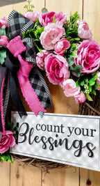 Pink Spring Floral Grapevine Wreath