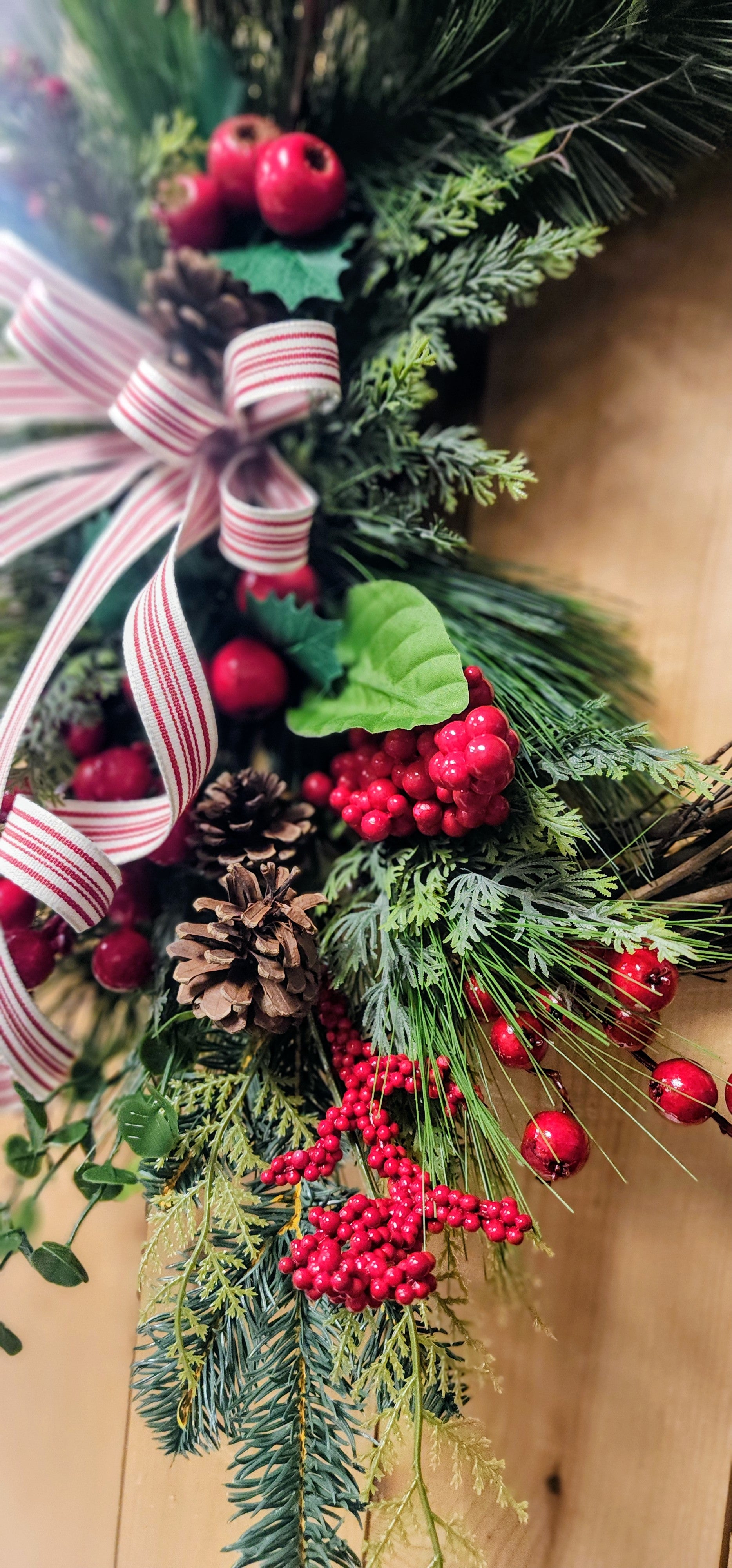 Red Berry Winter Farmhouse Grapevine Wreath
