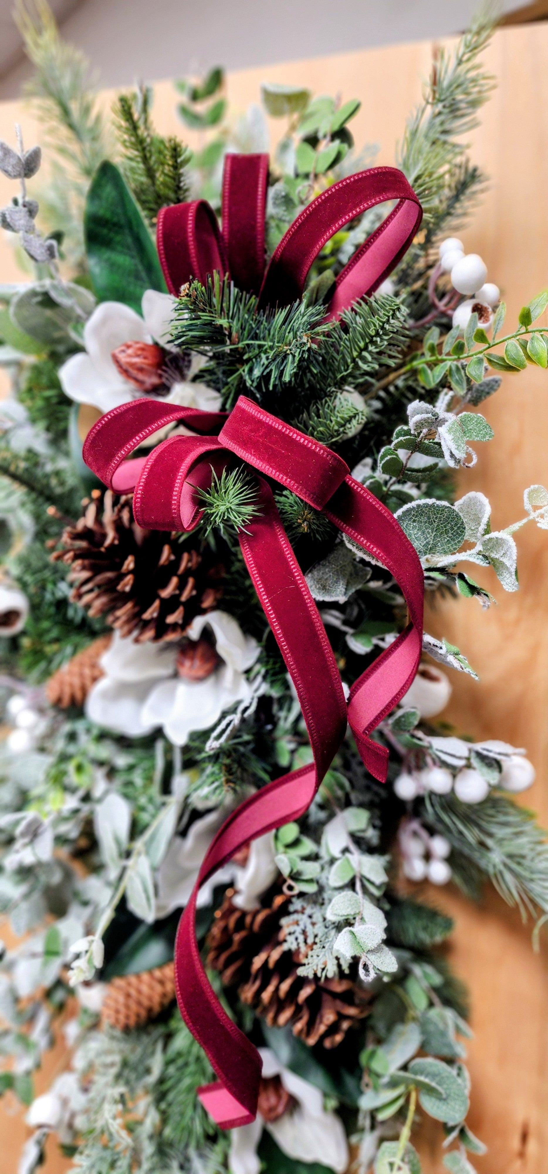 Wintry Magnolia Swag Doorhanger or Tablescape