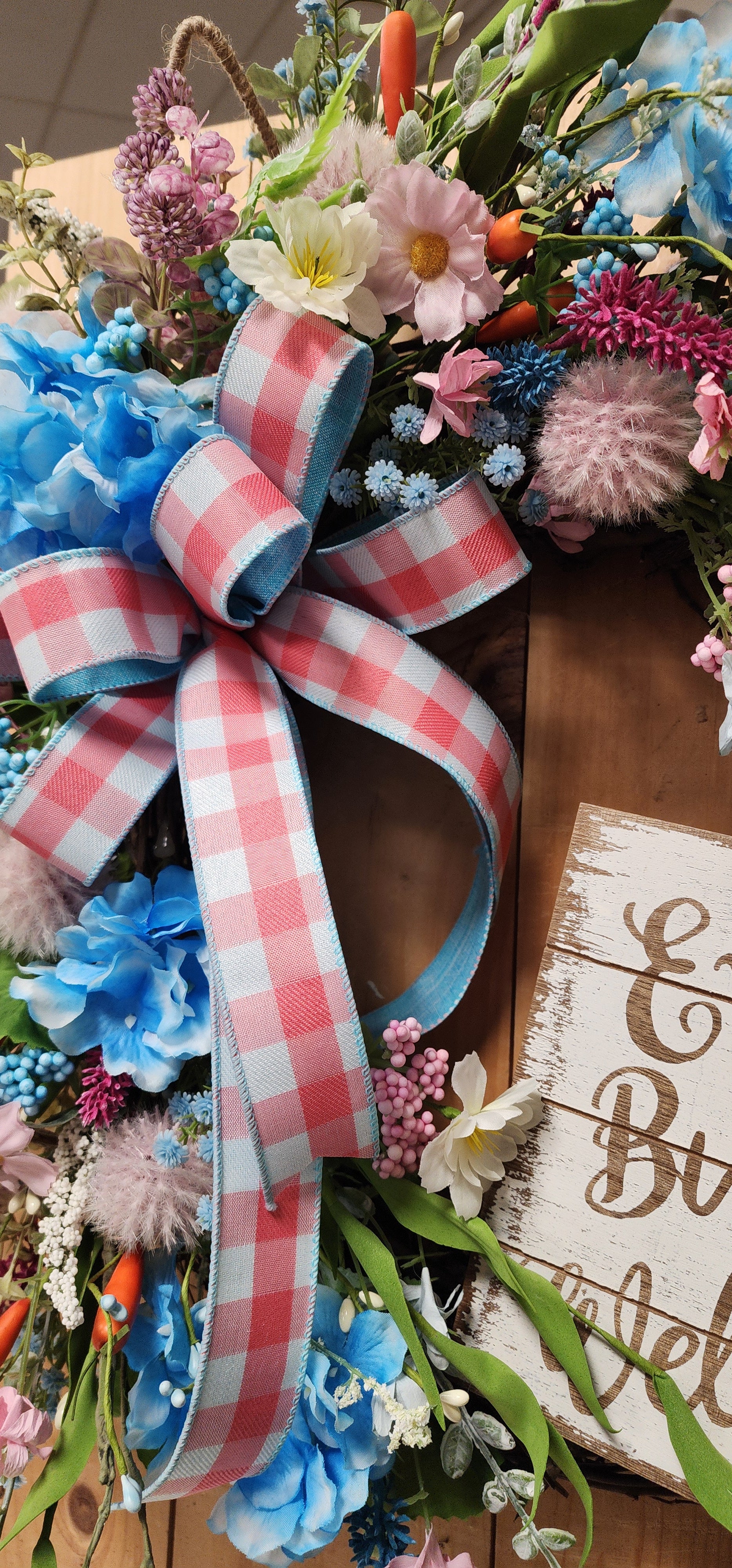 Pink and Blue Floral Easter Wreath