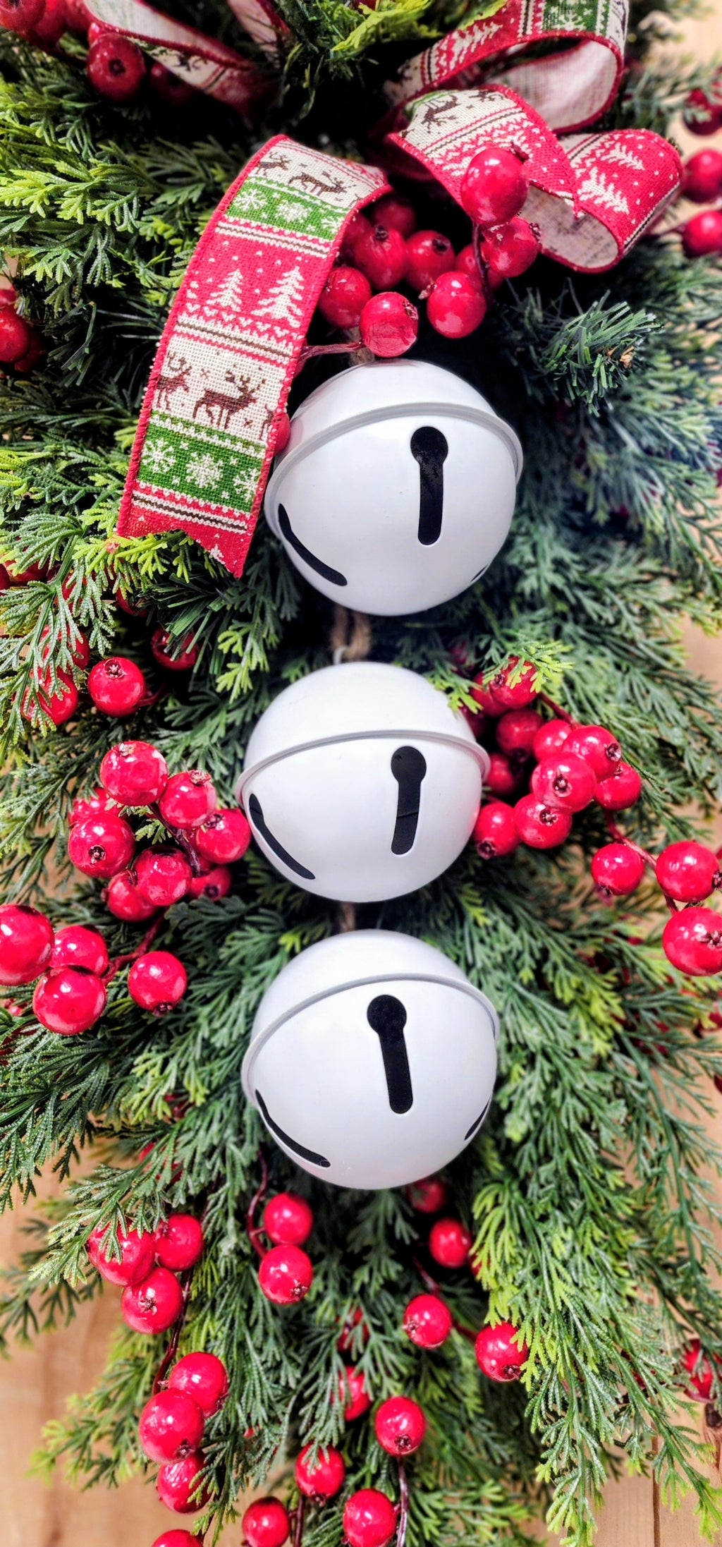 White Winter Bell Cedar Swag