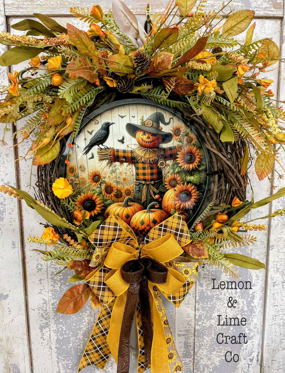 Mr. Scarecrow Falloween Grapevine Wreath