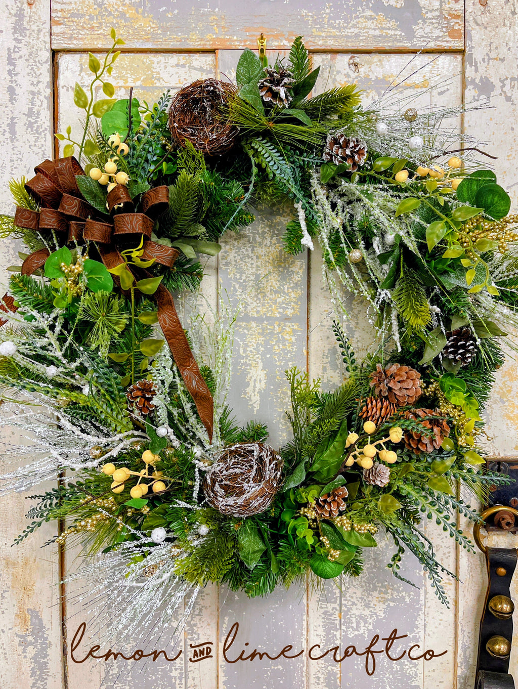 Frosted Greens Square Winter Wreath