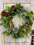 Frosted Greens Square Winter Wreath
