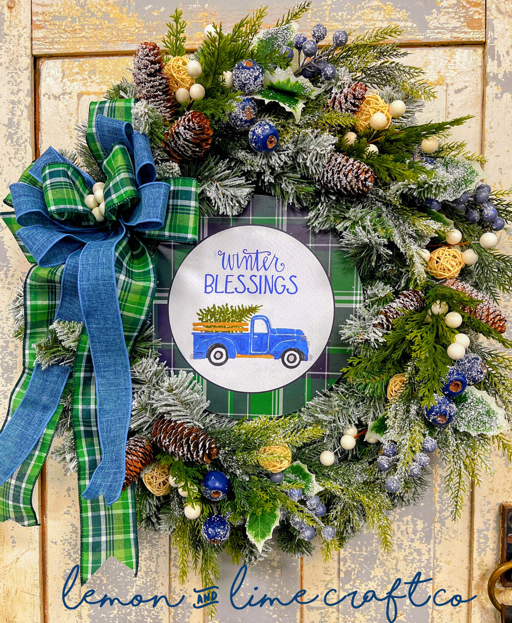Blue Truck Winter Wreath