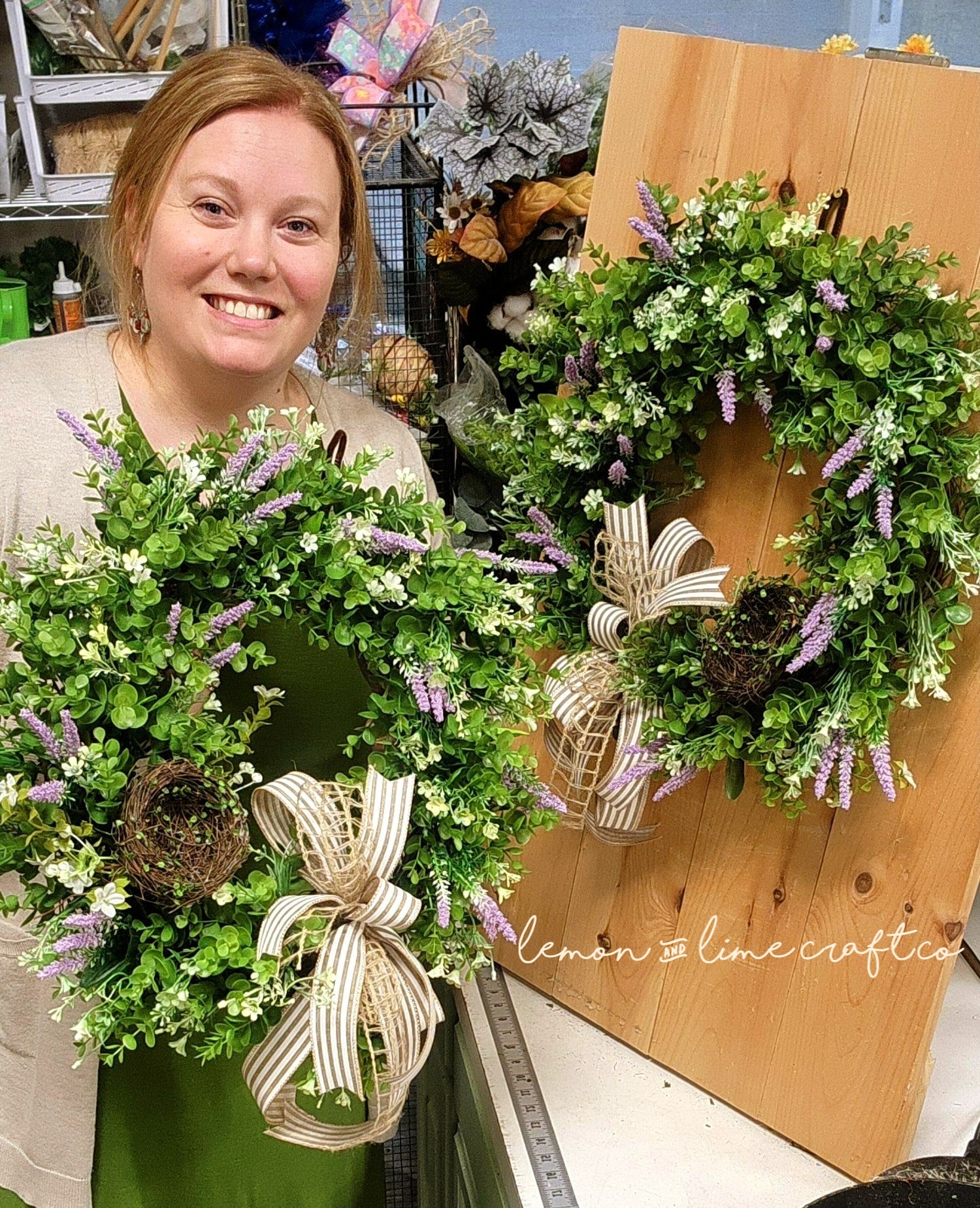 Mirrored Spring Grapevine Wreath with Nests and Bows