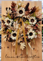 Woodsy Sunflower Fall Grapevine Wreath with Droopy Bow