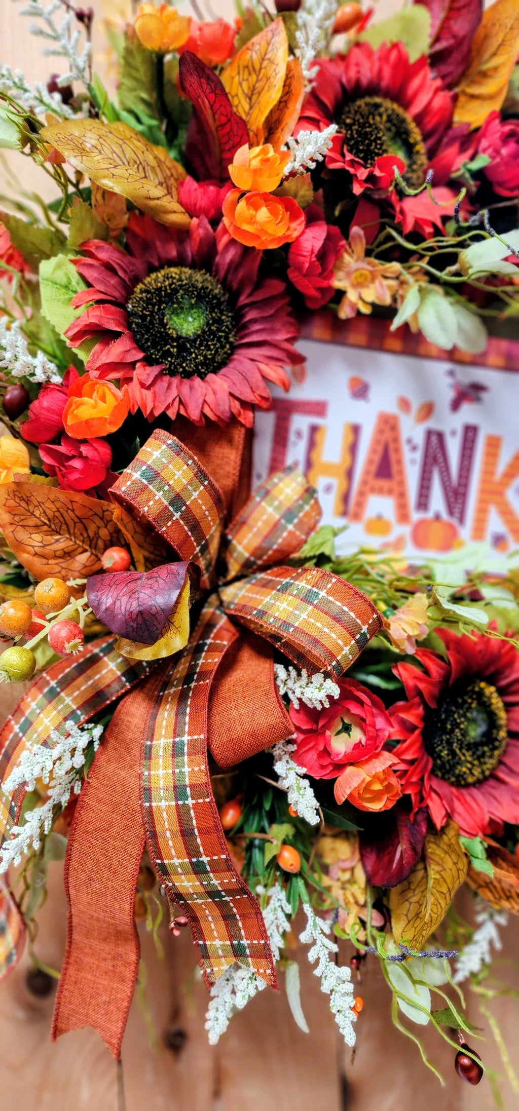 Thankful Fall Floral Grapevine Wreath