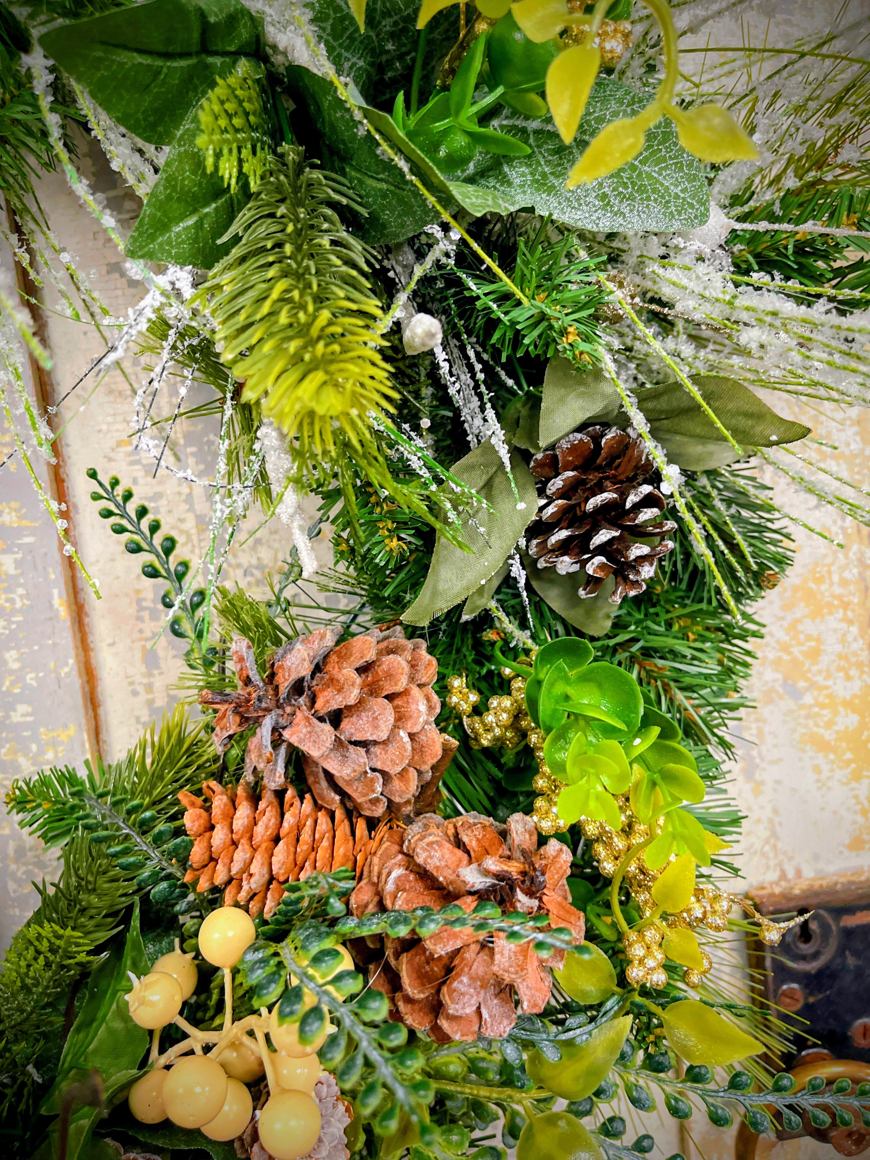 Frosted Greens Square Winter Wreath