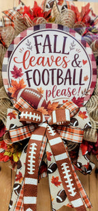 Fall Leaves & Football Please Mesh Wreath