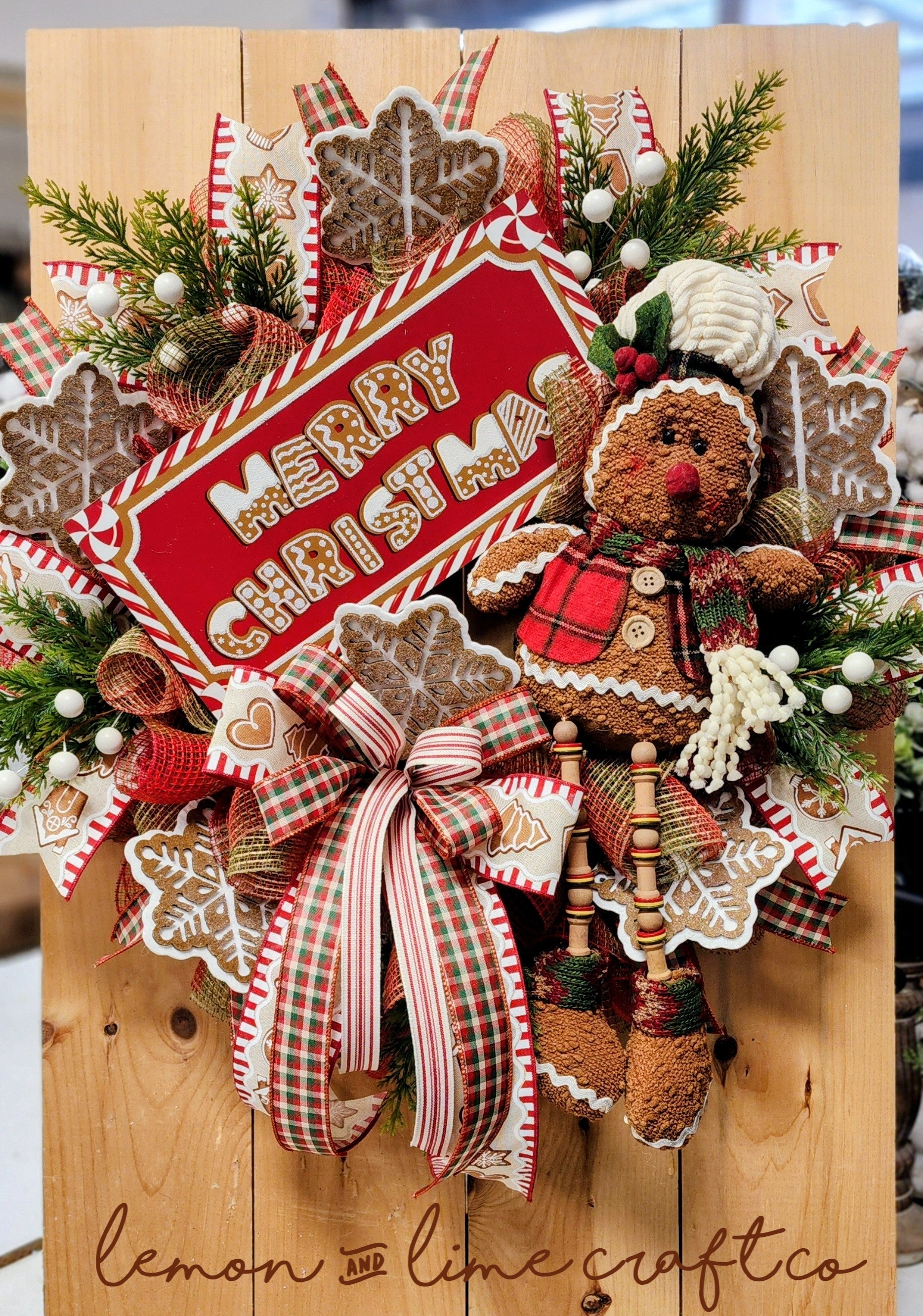 Gingerbread Christmas Mesh Wreath