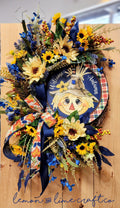 Navy Autumn Scarecrow Wreath