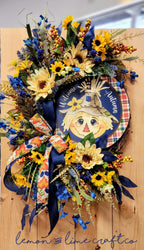 Navy Autumn Scarecrow Wreath